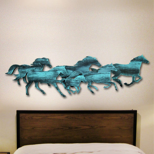 Running Herd of Horses Wooden Wall Decor by G. DeBrekht - Nature Wildlife Decor  - G98158SX