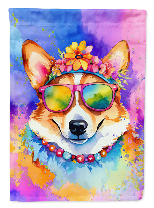 Corgi Hippie Dawg Garden Flag